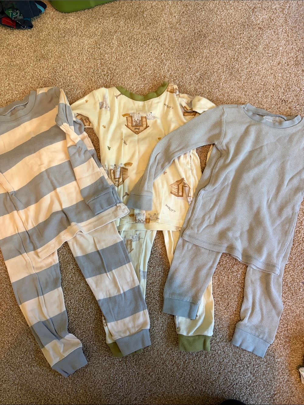 Burt’s bees Kids Long Sleeve Pajama lot- Blue, Cream & Yellow Prints
